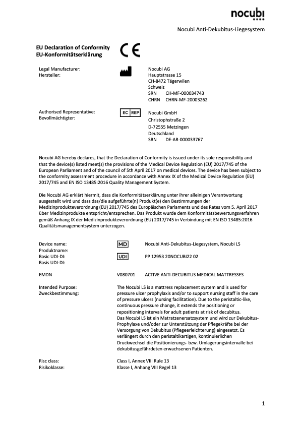EU-Konformitätserklärung Seite 1